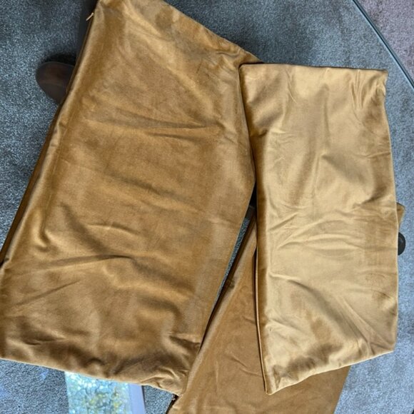 Set of Three (3) Fall Gold Velvet Rectangle Pillow Covers. Approx 11 x 19" - Picture 5 of 5